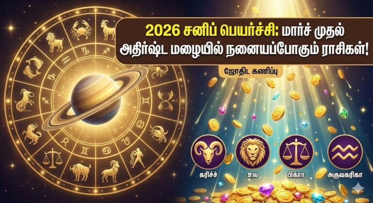 2026 சனிப் பெயர்ச்சி மார்ச் முதல் அதிர்ஷ்ட மழையில் நனையப்போகும் ராசிகள்!
